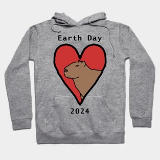 Earth Day 2024 Capybara Heart Hoodie